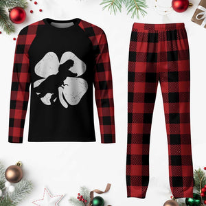 Dinosaur St Patricks Day Shamrock Plaid Pajama Set Silhouette Boys Toddler Kids TS10 Buffalo Plaid Print Your Wear