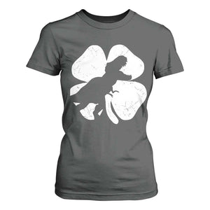 Dinosaur St Patricks Day Shamrock T Shirt For Women Silhouette Boys Toddler Kids TS10 Dark Heather Print Your Wear
