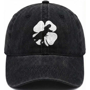 Dinosaur St Patricks Day Shamrock Washed Cotton Baseball Cap Silhouette Boys Toddler Kids TS10 Washed Cap Universal Fit Black Print Your Wear