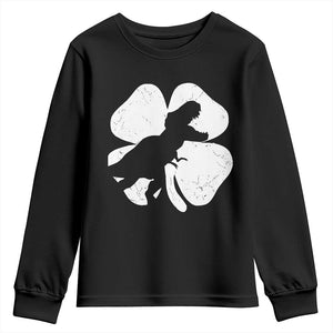 Dinosaur St Patricks Day Shamrock Youth Sweatshirt Silhouette Boys Toddler Kids TS10 Black Print Your Wear