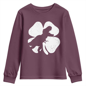 Dinosaur St Patricks Day Shamrock Youth Sweatshirt Silhouette Boys Toddler Kids TS10 Maroon Print Your Wear