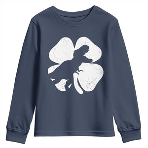 Dinosaur St Patricks Day Shamrock Youth Sweatshirt Silhouette Boys Toddler Kids TS10 Navy Print Your Wear