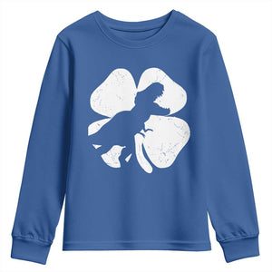 Dinosaur St Patricks Day Shamrock Youth Sweatshirt Silhouette Boys Toddler Kids TS10 Royal Blue Print Your Wear
