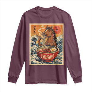 Zodiac Lunar New Year Of The Horse 2026 Long Sleeve Shirt Ramen Lovers TS10 Maroon Print Your Wear