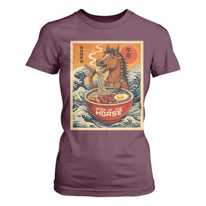 Zodiac Lunar New Year Of The Horse 2026 T Shirt For Women Ramen Lovers TS10 Maroon Print Your Wear