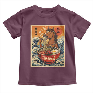 Zodiac Lunar New Year Of The Horse 2026 Toddler T Shirt Ramen Lovers TS10 Maroon Print Your Wear