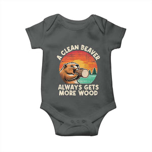 A Clean Beaver Always Gets More Wood Baby Onesie Funny Adult Crude Joke TS10 Dark Heather Print Your Wear