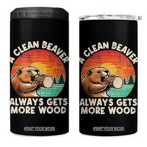 A Clean Beaver Always Gets More Wood 4 in 1 Can Cooler Tumbler Funny Adult Crude Joke TS10 One Size: 16 oz Black Print Your Wear