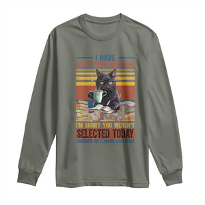 Selected Cat Humor Long Sleeve Shirt Funny I Have Selective Hearing You Werent Vintage TS10 Military Green Print Your Wear