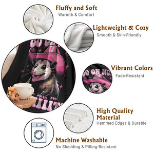 Cowboy Opossum Go On Now Git Throw Blanket Funny Possum Pink Cowgirl Hat Western Wild West TS10 Print Your Wear