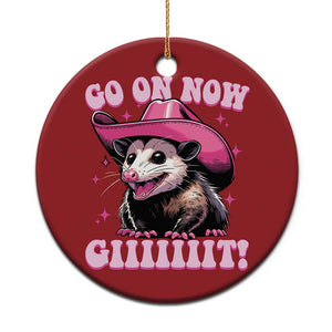 Cowboy Opossum Go On Now Git Christmas Ornament Funny Possum Pink Cowgirl Hat Western Wild West TS10 Print Your Wear