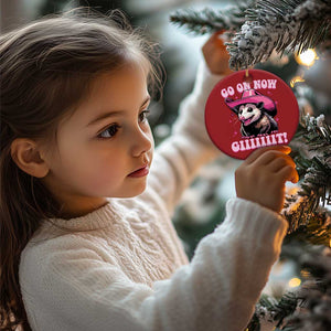 Cowboy Opossum Go On Now Git Christmas Ornament Funny Possum Pink Cowgirl Hat Western Wild West TS10 Print Your Wear