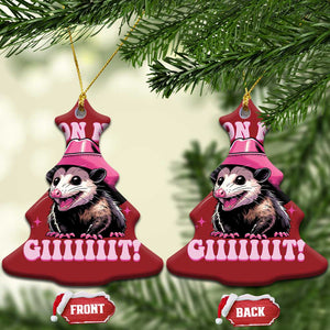 Cowboy Opossum Go On Now Git Christmas Ornament Funny Possum Pink Cowgirl Hat Western Wild West TS10 Christmas Tree Red Print Your Wear