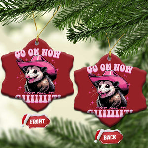 Cowboy Opossum Go On Now Git Christmas Ornament Funny Possum Pink Cowgirl Hat Western Wild West TS10 Snow Flake Red Print Your Wear