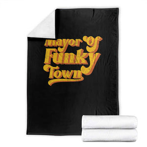 Retro Mayor of Funky Town Throw Blanket Funny Vintage 70s Disco Party TS10 Black Print Your Wear