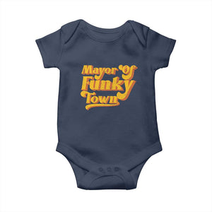 Retro Mayor of Funky Town Baby Onesie Funny Vintage 70s Disco Party TS10 Navy Print Your Wear