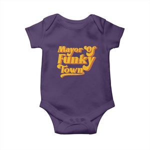 Retro Mayor of Funky Town Baby Onesie Funny Vintage 70s Disco Party TS10 Purple Print Your Wear