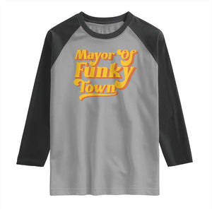 Retro Mayor of Funky Town Raglan Shirt Funny Vintage 70s Disco Party TS10 Sport Gray Black Print Your Wear