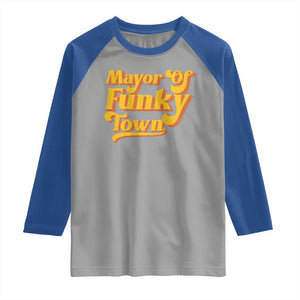Retro Mayor of Funky Town Raglan Shirt Funny Vintage 70s Disco Party TS10 Sport Gray Royal Print Your Wear