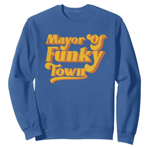 Retro Mayor of Funky Town Sweatshirt Funny Vintage 70s Disco Party TS10 Royal Blue Print Your Wear