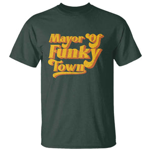 Retro Mayor of Funky Town T Shirt Funny Vintage 70s Disco Party TS10 Dark Forest Green Print Your Wear