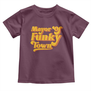 Retro Mayor of Funky Town Toddler T Shirt Funny Vintage 70s Disco Party TS10 Maroon Print Your Wear