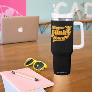Retro Mayor of Funky Town Tumbler With Handle Funny Vintage 70s Disco Party TS10 Print Your Wear