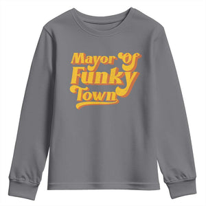 Retro Mayor of Funky Town Youth Sweatshirt Funny Vintage 70s Disco Party TS10 Charcoal Print Your Wear