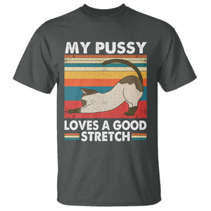 My Pussy Loves A Good Stretch T Shirt Funny Humor Saying Cat Vintage TS10 Dark Heather Print Your Wear