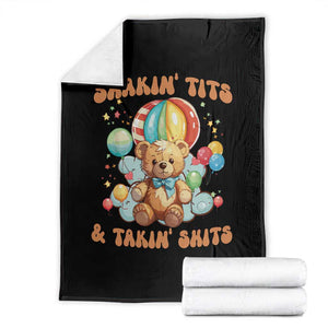 Shakin' Tits and Takin' Shits Throw Blanket Naughty Funny Inappropriate TS10 Black Print Your Wear