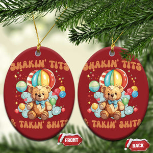 Shakin' Tits and Takin' Shits Christmas Ornament Naughty Funny Inappropriate TS10 Oval Red Print Your Wear