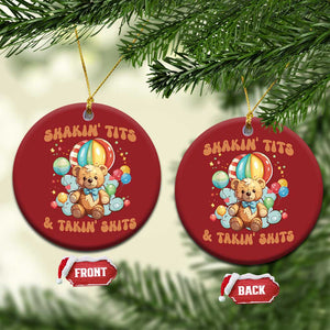 Shakin' Tits and Takin' Shits Christmas Ornament Naughty Funny Inappropriate TS10 Circle Red Print Your Wear