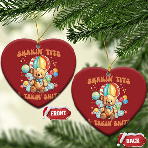 Shakin' Tits and Takin' Shits Christmas Ornament Naughty Funny Inappropriate TS10 Heart Red Print Your Wear