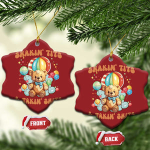 Shakin' Tits and Takin' Shits Christmas Ornament Naughty Funny Inappropriate TS10 Snow Flake Red Print Your Wear