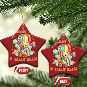 Shakin' Tits and Takin' Shits Christmas Ornament Naughty Funny Inappropriate TS10 Star Red Print Your Wear
