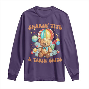 Shakin' Tits and Takin' Shits Long Sleeve Shirt Naughty Funny Inappropriate TS10 Purple Print Your Wear