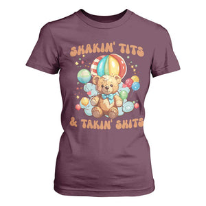 Shakin' Tits and Takin' Shits T Shirt For Women Naughty Funny Inappropriate TS10 Maroon Print Your Wear