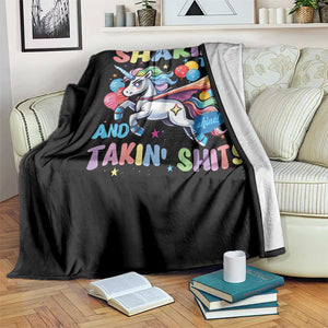 Shakin' Tits and Takin' Shits Throw Blanket Naughty Funny Unhinged Unicorn TS10 Print Your Wear
