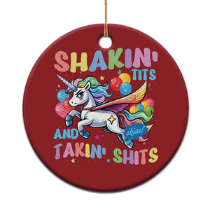 Shakin' Tits and Takin' Shits Christmas Ornament Naughty Funny Unhinged Unicorn TS10 Print Your Wear