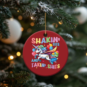 Shakin' Tits and Takin' Shits Christmas Ornament Naughty Funny Unhinged Unicorn TS10 Print Your Wear