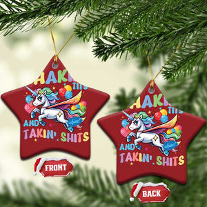 Shakin' Tits and Takin' Shits Christmas Ornament Naughty Funny Unhinged Unicorn TS10 Star Red Print Your Wear