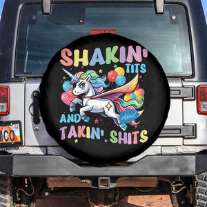 Shakin' Tits and Takin' Shits Spare Tire Cover Naughty Funny Unhinged Unicorn TS10 No hole Black Print Your Wear
