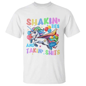 Shakin' Tits and Takin' Shits T Shirt Naughty Funny Unhinged Unicorn TS10 White Print Your Wear