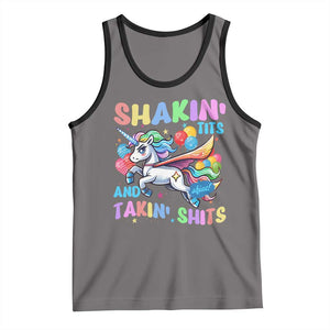 Shakin' Tits and Takin' Shits Tank Top Naughty Funny Unhinged Unicorn TS10 Deep Heather Black Print Your Wear