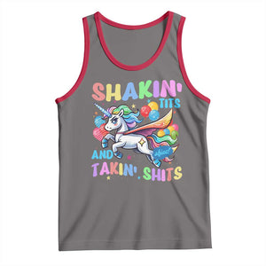 Shakin' Tits and Takin' Shits Tank Top Naughty Funny Unhinged Unicorn TS10 Deep Heather Red Print Your Wear