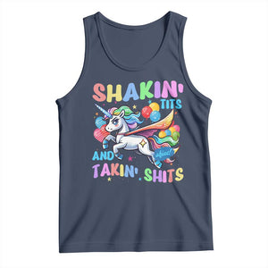 Shakin' Tits and Takin' Shits Tank Top Naughty Funny Unhinged Unicorn TS10 Navy Print Your Wear
