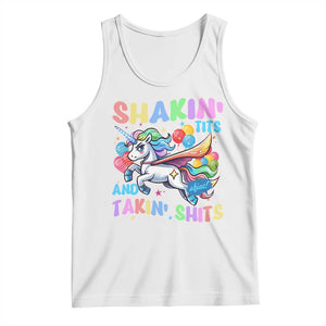 Shakin' Tits and Takin' Shits Tank Top Naughty Funny Unhinged Unicorn TS10 White Print Your Wear