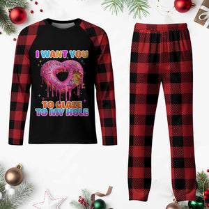 Funny Offensive Embarrassing Plaid Pajama Set I Want You to Glaze My Hole Adult Humor Donut TS10 Buffalo Plaid Print Your Wear