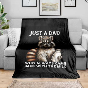 Just A Dad Who Always Came Back With The Milk Throw Blanket Retro Raccoon Camo Fathers Day TS10 Print Your Wear