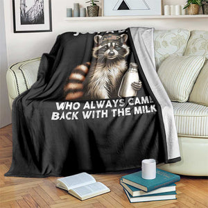 Just A Dad Who Always Came Back With The Milk Throw Blanket Retro Raccoon Camo Fathers Day TS10 Print Your Wear